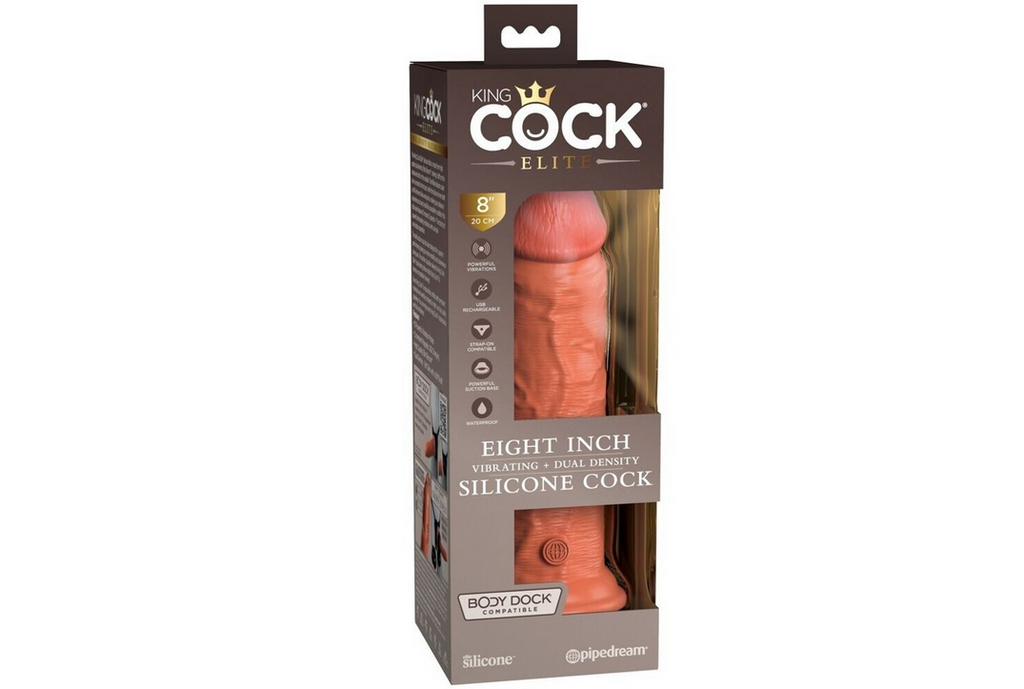 King Cock Vibrator+ Dual-Density in Verpackung, 20 cm Silikon-Design