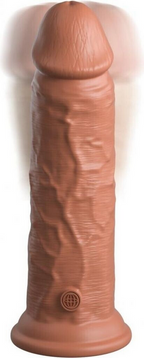 Realistischer Silikon-Vibrator in Braun, Nahansicht der Oberseite und Struktur