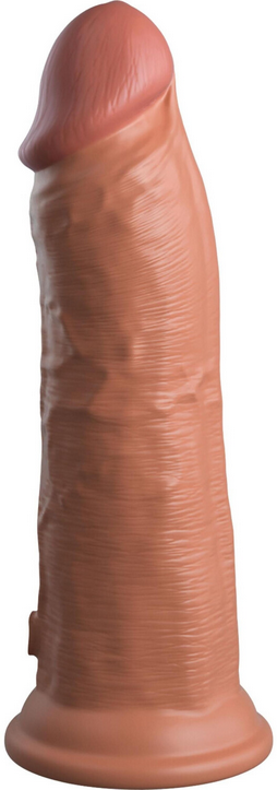 Realistischer Silikon-Vibrator, gebogene Seitenansicht mit breiter Basis