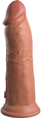 Realistischer Silikon-Vibrator, gebogene Seitenansicht mit breiter Basis