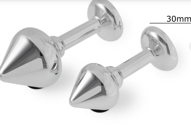 Ohrplug-Paar mit silberfarbener, konischer Fassung, 30 mm
