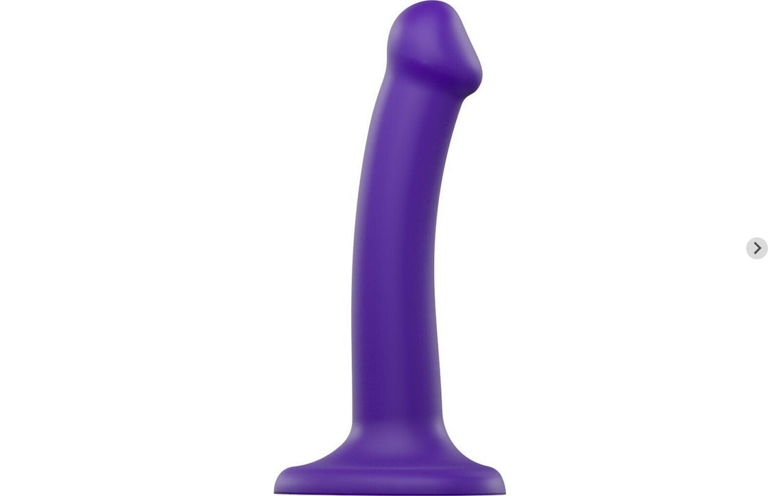 Biegbarer Dildo in kräftigem Violett mit breiter Standbasis