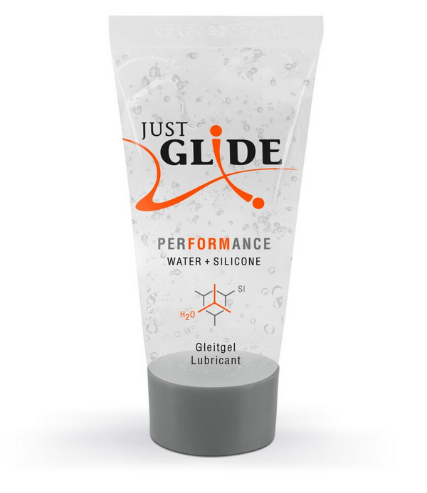 Hybrid-Gleitgel in Tube: Just Glide Performance, Wasser+Silikon, Gleitgel.