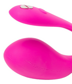 Pinkes ergonomisches Vibro-Ei, Nahansicht mit Tasten und Markierungen