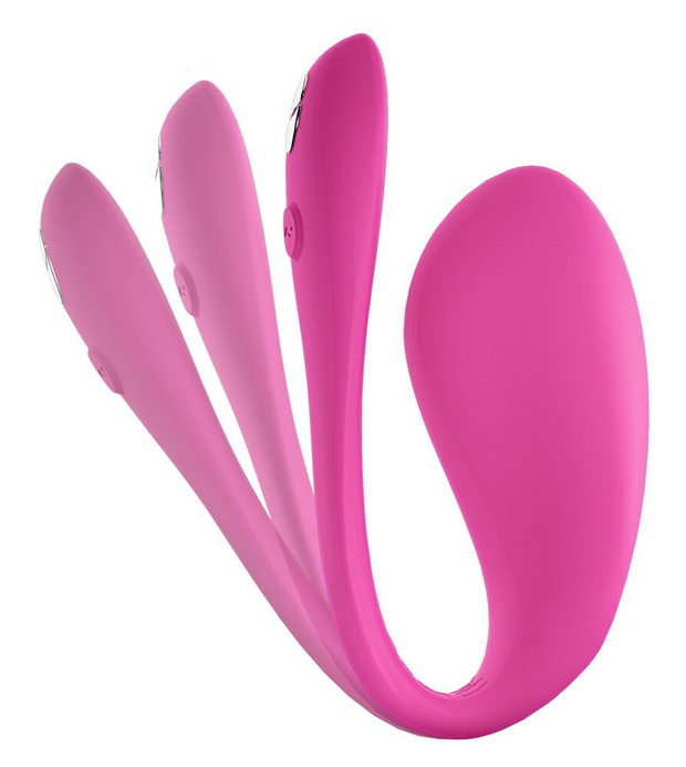 Rosa Vibro-Doppel-Ei, ergonomische Form mit seitlichen Bedienelementen