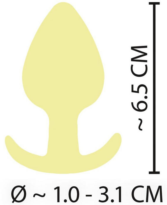 Mini-Butt-Plug gelb: 6,5 cm lang, Ø ca. 1,0–3,1 cm