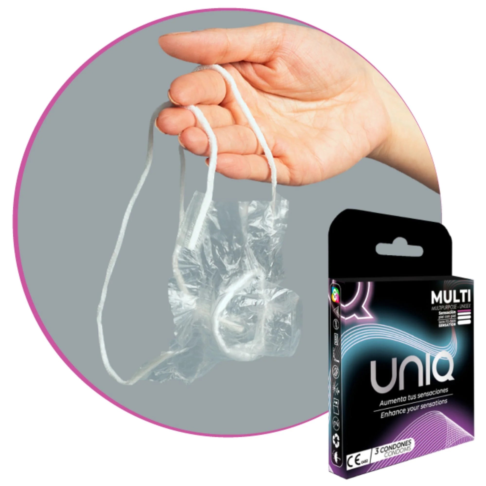 UNIQ Multi Sex 3 Verpackung mit durchsichtiger Tüte