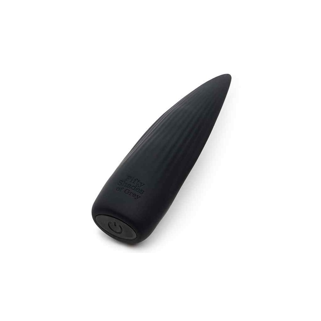 Schwarzer Vibrator mit abgerundeter Basis und Bedientaste an der Unterseite