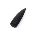 Schwarzer Vibrator mit abgerundeter Basis und Bedientaste an der Unterseite