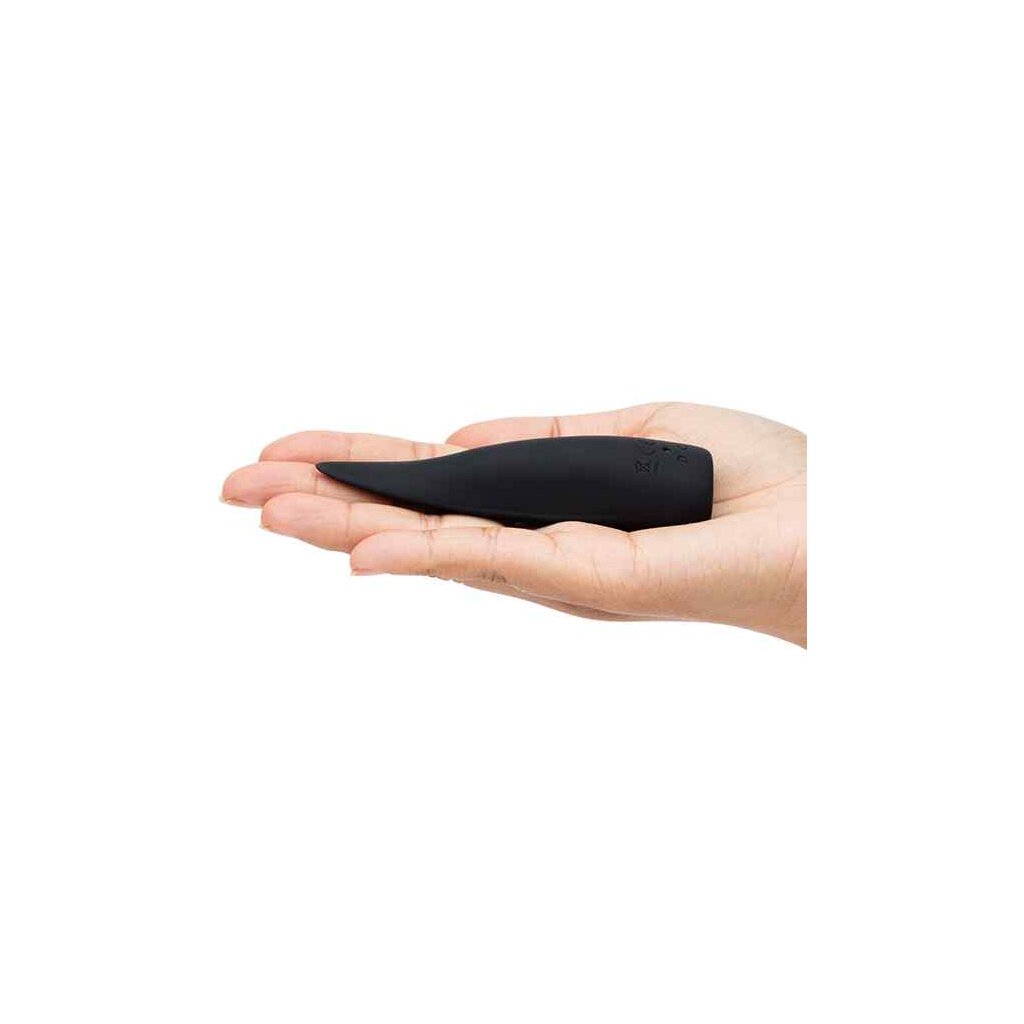 Schwarzer Vibrator in Handfläche, kompakte konische Form