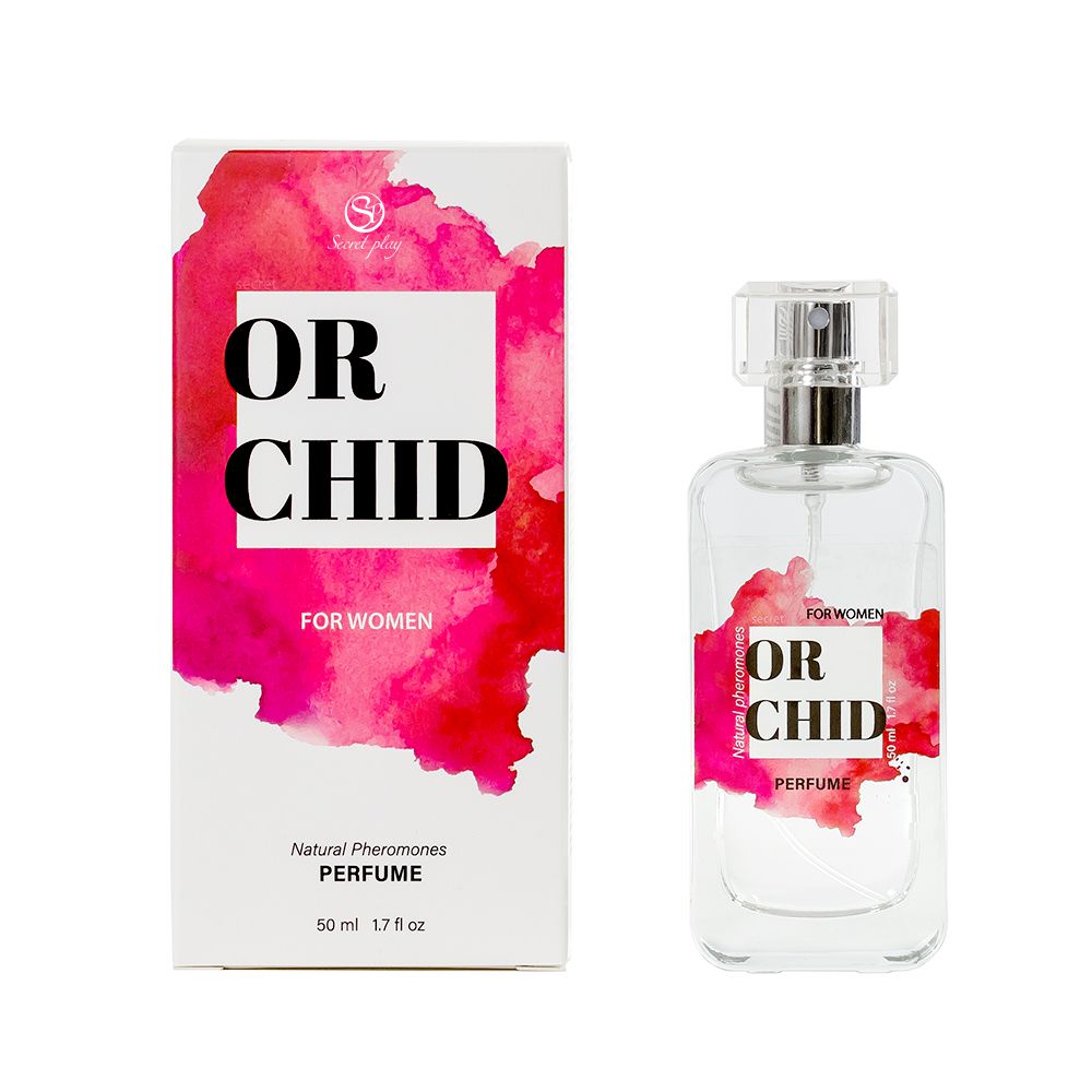 Parfumflakon mit silbernem Sprühdeckel und pinkem Design, 50 ml