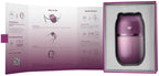 Verpackung mit Anleitung und eingelegtem Auflegevibrator SVAKOM Klitty in Violett