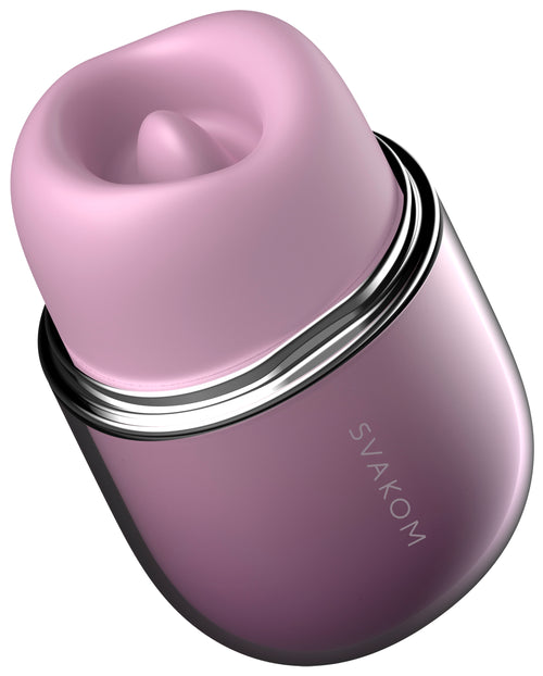 Auflegevibrator SVAKOM Klitty in mattem Violett mit Aufsatz und silbernen Akzenten