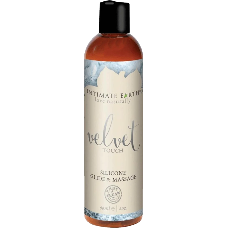 Silikon-Gleitgel-Flasche mit Aufdruck „Velvet Touch“ und 60-ml-Angabe