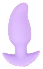 Vibrations-Mini-Buttplug aus Silikon, lila, tropfenförmig mit breitem Flansch