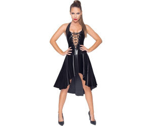 Black Level - Lack Kleid mit Neckholder und Schnürung