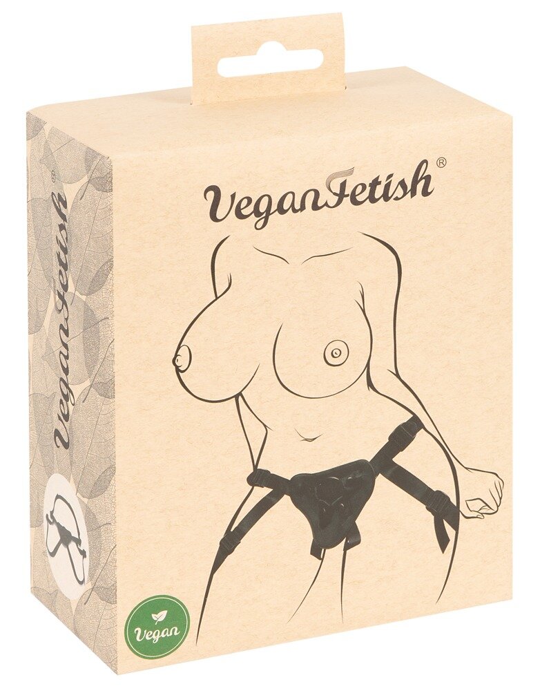 Verpackung von VeganFetish mit Zeichnung eines Strap-on-Geschirrs