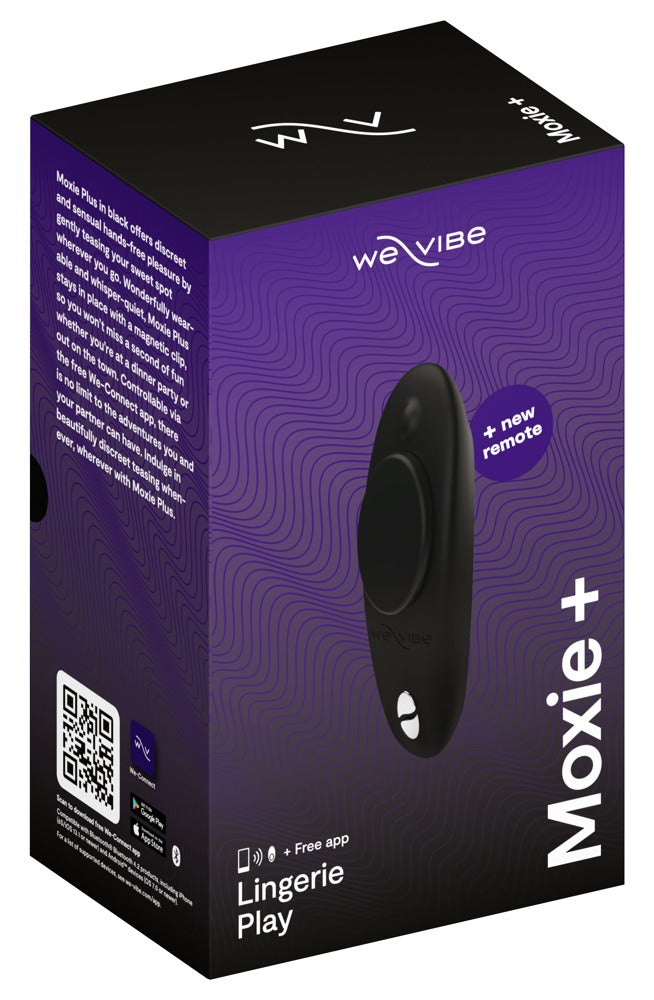 Diskreter Panty-Vibrator in schwarzer Verpackung mit App-Steuerung, weVibe-Design