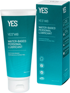 Wasserbasiertes Gleitgel in Tube und Karton, YES WB, weiß-blaue Verpackung