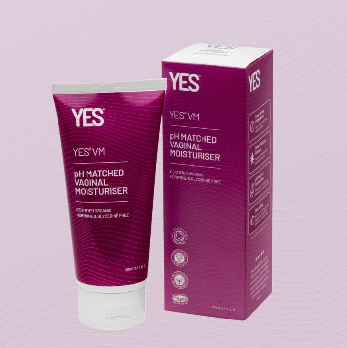 YES VM Vaginale Feuchtigkeitscreme: Tube und Karton, violett und weiß